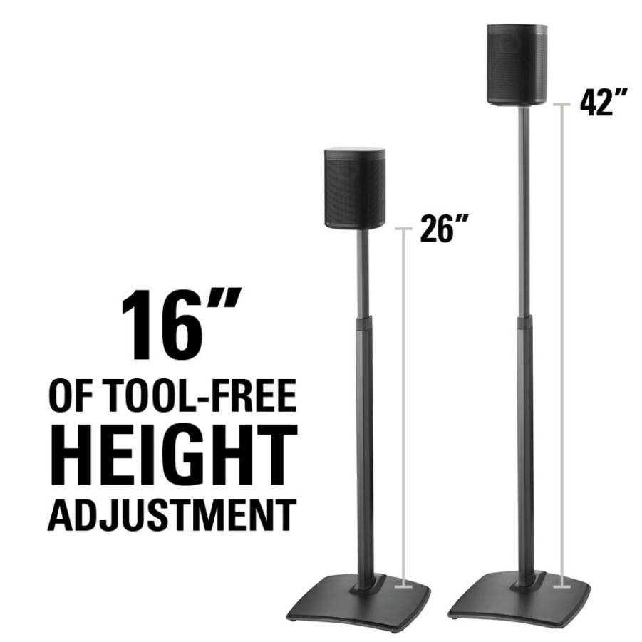 Speaker Mounts And Stands SANUS | Adjustable Height Wireless Speaker Stands Designed For Sonos One, Sonos One Sl, Play:1, And Play:3 - Pair