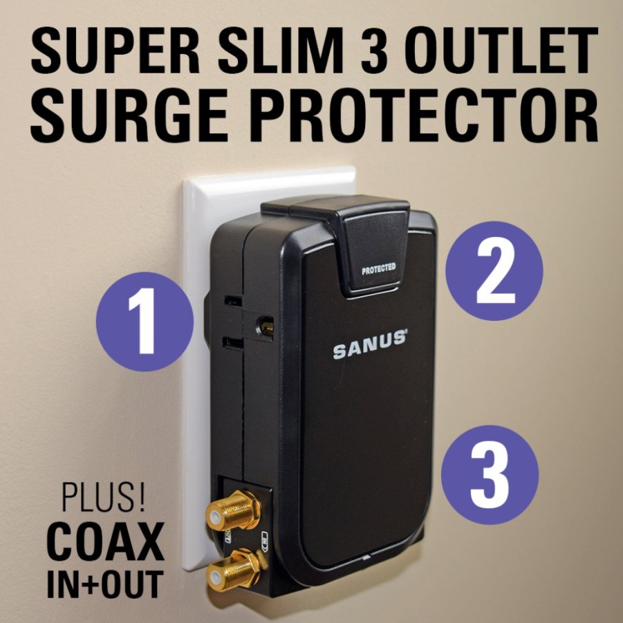 Mounts And Accessories SANUS | 3-Outlet Super Slim Av Surge Protector